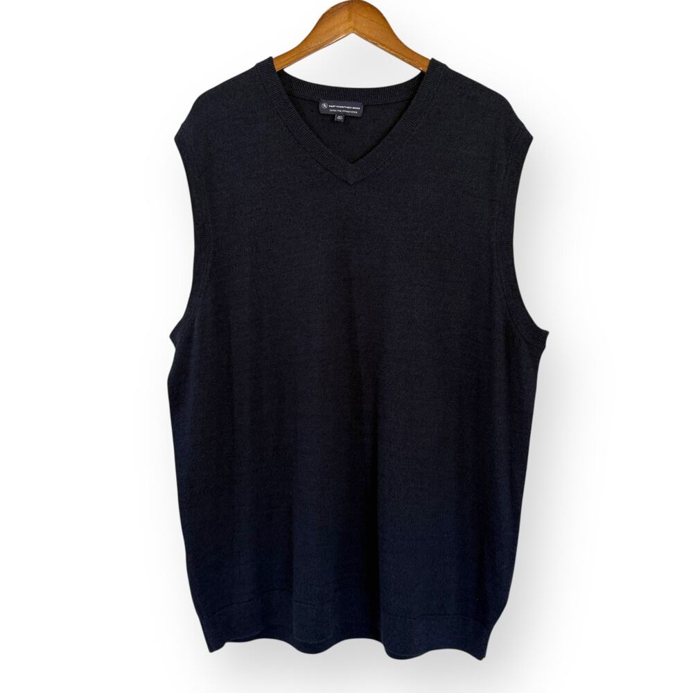 Hart Schaffner Marx Extra Fine Merino Wool V-Neck Sweater Vest Mens 2XT Navy
